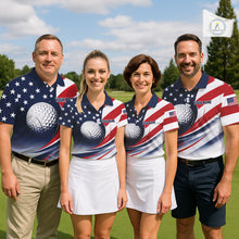 Load image into Gallery viewer, America 250th Anniversary Mens Golf Polo Shirt Custom Name Patriotic USA Golf Shirts, Golf Gift NBT790