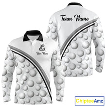Load image into Gallery viewer, Golf Ball Gray Pattern Mens Golf Polo Shirts Custom Name Golf Ball Pattern, Golf Attire For Mens NBT561