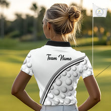 Load image into Gallery viewer, Golf Ball Gray Pattern Womens Golf Polo Shirts Custom Name Golf Ball Pattern, Golf Attire For Ladies NBT561