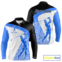 Load image into Gallery viewer, Blue Zebra Pattern Mens Golf Polo Shirts Custom Name Gift For Golf Lovers NBT582