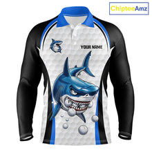 Load image into Gallery viewer, Custom Mens Golf Polo Shirt Funny Blue And White Shark Pattern Golf Shirts For Men, Team Golf Shirts NBT819