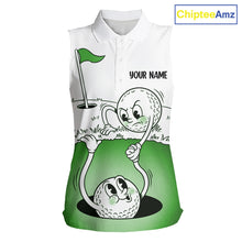 Load image into Gallery viewer, Green Funny Sleeveless Golf Rescue Team Polo Shirt Custom Name, Golf Ball Cartoon Polo, Golf Gifts NBT602