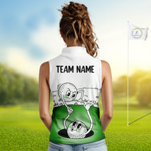 Load image into Gallery viewer, Green Funny Sleeveless Golf Rescue Team Polo Shirt Custom Name, Golf Ball Cartoon Polo, Golf Gifts NBT602