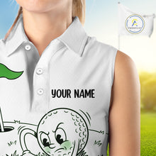 Load image into Gallery viewer, Green Funny Sleeveless Golf Rescue Team Polo Shirt Custom Name, Golf Ball Cartoon Polo, Golf Gifts NBT602