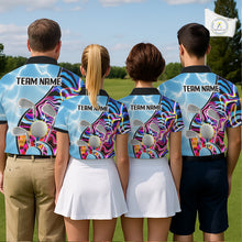 Load image into Gallery viewer, Mens Golf Polo Shirt Holographic Marble Golf Pattern For Team, Golf Attire For Men|Blue NBT724