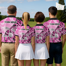Load image into Gallery viewer, Mens Golf Polo Shirt Holographic Marble Golf Pattern For Team, Golf Attire For Men|Pink NBT726