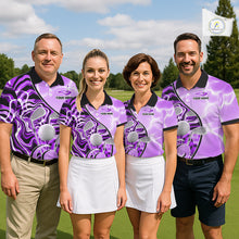 Load image into Gallery viewer, Mens Golf Polo Shirt Holographic Marble Golf Pattern For Team, Golf Attire For Men|Purple NBT727