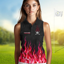Load image into Gallery viewer, Model wearing golf polo shirt red flame pattern, breathable cotton fabric on golf course