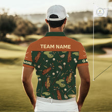 Load image into Gallery viewer, Vintage 1990s Golf Pattern Mens Golf Polo Shirt, Golf Attire For Men, Golfer Gifts|Brown NBT615