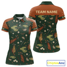 Load image into Gallery viewer, Vintage 1990s Golf Pattern Womens Golf Polo Shirt, Golf Attire For Ladies, Golfer Gifts|Brown NBT615