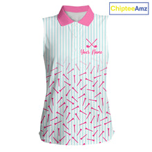 Load image into Gallery viewer, front view of matching best friends sleeveless golf polo shirt custom name best friend gift