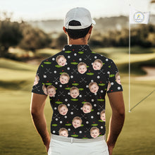 Load image into Gallery viewer, Personalized Face &amp; Name Golf Polo Shirt For Men, Best Dad Golf Shirt, Father's Day Gift Polo|Black NBT662