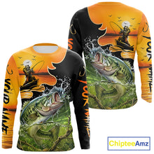 Load image into Gallery viewer, Personalized Fish Reaper Sunset Design Largemouth Bass Fishing Shirts Long Sleeve NBT673