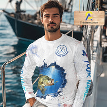 Load image into Gallery viewer, Custom Crappie Fishing Long Sleeve Tournament Shirts, Crappie Fishing Apparel | White NBT682