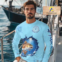 Load image into Gallery viewer, Custom Redfish Fishing Long Sleeve Tournament Shirts, Redfish Saltwater Fishing Apparel | Blue NBT686