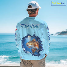 Load image into Gallery viewer, Custom Redfish Fishing Long Sleeve Tournament Shirts, Redfish Saltwater Fishing Apparel | Blue NBT686