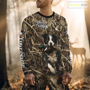 Custom Border Collies Duck Hunting Camo 3D Printed Shirts, Duck Hunting Apparel, Hunting Gifts NBT191
