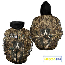 Load image into Gallery viewer, Custom Border Collies Duck Hunting Camo 3D Printed Shirts, Duck Hunting Apparel, Hunting Gifts NBT191