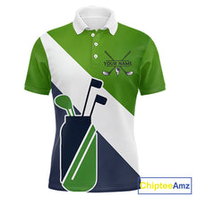 Load image into Gallery viewer, Green &amp; Blue Golf Bag Mens Golf Polo Shirts Custom Golf Shirts, Golf Attire For Men NBT576