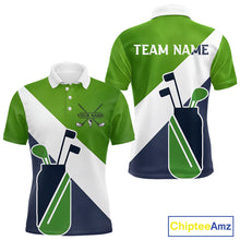 Load image into Gallery viewer, Green &amp; Blue Golf Bag Mens Golf Polo Shirts Custom Golf Shirts, Golf Attire For Men NBT576