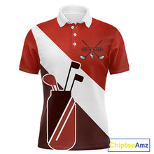 Load image into Gallery viewer, Red Golf Bag Mens Golf Polo Shirts Custom Golf Shirts, Golf Attire For Men NBT578