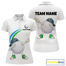 Load image into Gallery viewer, White Funny Golf Ball Custom Team Polo Shirt, Personalized Womens Golf Polo Shirt, Golf Lovers Gift NBT603