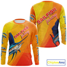Load image into Gallery viewer, Custom Sailfish Saltwater Fishing Shirts Long Sleeve, Long Sleeve Performance Fishing Shirts NBT428
