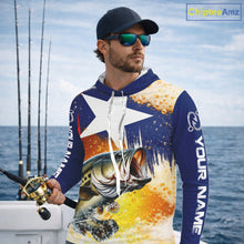 Load image into Gallery viewer, Custom Texas Flag Bass Fishing Shirts, Funny Fishing Beer Shirts Long Sleeve Hooded For Team NBT618