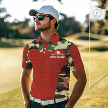 Load image into Gallery viewer, Red Camo Mens Golf Polo Shirts Custom Golf Outfit For Mens, Team Golf Shirts NBT633