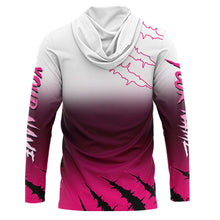 Load image into Gallery viewer, Largemouth Bass Long Sleeve Hooded Fishing Shirts Pink Angry Fish, Bass Fishing Shirts NBT387