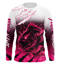 Load image into Gallery viewer, Largemouth Bass Long Sleeve Fishing Shirts Pink Angry Fish, Bass Fishing Shirts NBT387
