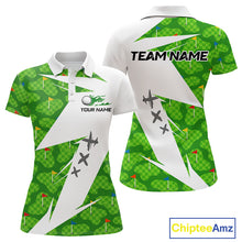 Load image into Gallery viewer, Green And White Golf Pattern Polo Golf Shirt For Women Custom Ladies Golf Clothes, Golf Gifts NBT677