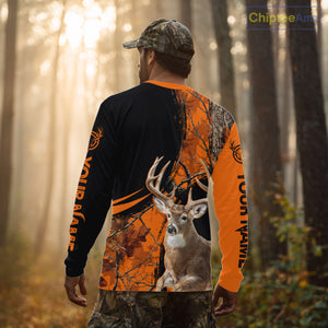 Deer Hunting Orange Camouflage 3D Prints Shirts for Hunters, Best Custom Hunting Shirts NBT178
