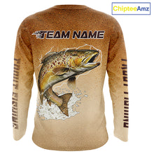 Load image into Gallery viewer, Brown Trout Fish Skin Long Sleeve Fishing Shirts Custom Name, Trout Fishing Shirts NBT402