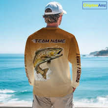 Load image into Gallery viewer, Brown Trout Fish Skin Long Sleeve Fishing Shirts Custom Name, Trout Fishing Shirts NBT402