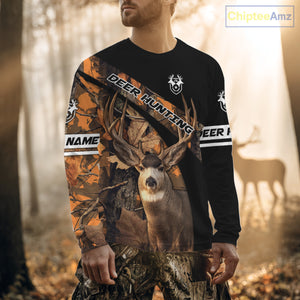 Deer Hunting Orange Camouflage Custom Name Shirts, Personalized Deer Hunting Clothes, Hunting Gifts NBT167