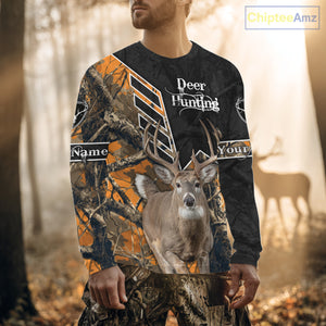 Whitetail Deer Hunting Camo Custom Name 3D Prints Shirts for Men, Hunting Gifts NBT182