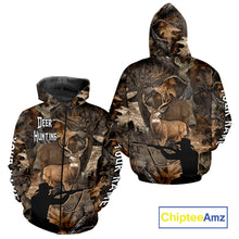 Load image into Gallery viewer, Whitetail Deer Hunting Brown Camo with Hunter 3D Print Custom Name Shirts, Hunting Gift NBT269