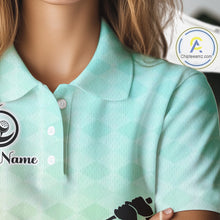 Load image into Gallery viewer, Womens Golf Polo Shirt Colorful Argyle Pattern Custom Name And Team Name Golf Shirt, Golfing Gifts NBT559