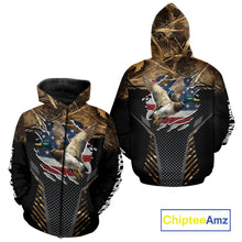 Load image into Gallery viewer, Duck Hunting American Flag Dark Camouflage Shirts, Duck Hunting Gifts NBT198