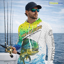 Load image into Gallery viewer, Mahi Mahi Custom Fishing Shirts With Hood, Saltwater Fishing Clothing, Fishing Jerseys NBT425