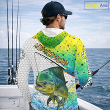 Load image into Gallery viewer, Mahi Mahi Custom Fishing Shirts With Hood, Saltwater Fishing Clothing, Fishing Jerseys NBT425