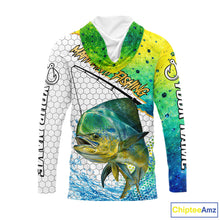 Load image into Gallery viewer, Mahi Mahi Custom Fishing Shirts With Hood, Saltwater Fishing Clothing, Fishing Jerseys NBT425