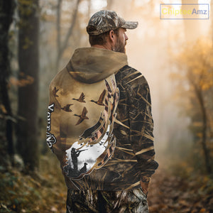 Duck Hunting Brown Grass Camo 3D All Over Printing Custom Name Shirts, Duck Hunting Gifts NBT168