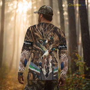 Personalized Mallard Duck Hunting Camo 3D All Over Print Custom Name Shirts, Hunting Gifts NBT181