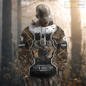 Custom Mallard Duck Black Lab Retriever Hunting Camo 3D Printed Custom Name Shirts, Hunting Gifts NBT189