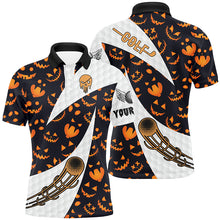 Load image into Gallery viewer, Halloween Mens Golf Polo Shirt Custom Pumpkin Face Pattern Golf Shirts For Men Golf Gifts LDT0555
