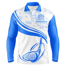 Load image into Gallery viewer, Blue White Golf Ball And Club Mens Polo Shirts Custom Cool Golf Shirts For Men Golfing Gifts LDT0944