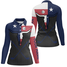 Load image into Gallery viewer, Golf Texas Longhorn Skull Polo Shirt Texas Flag Golf Tops For Women Best Golf Gifts For Women LDT0015