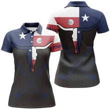 Load image into Gallery viewer, Golf Texas Longhorn Skull Polo Shirt Texas Flag Golf Tops For Women Best Golf Gifts For Women LDT0015